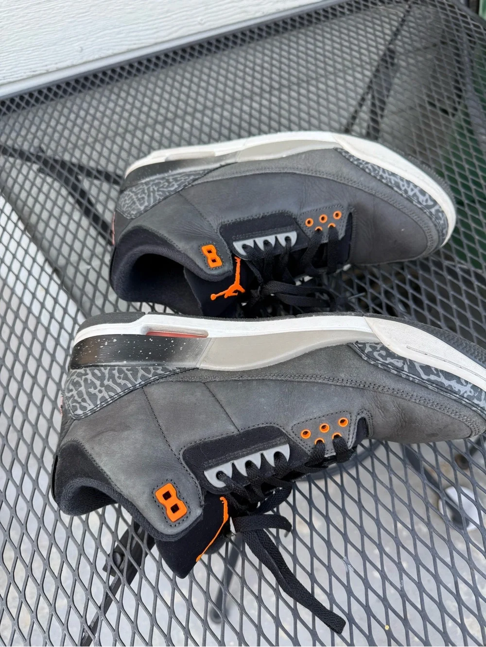 Jordan Men’s Grey and Black Sneakers with Orange Jumpman
